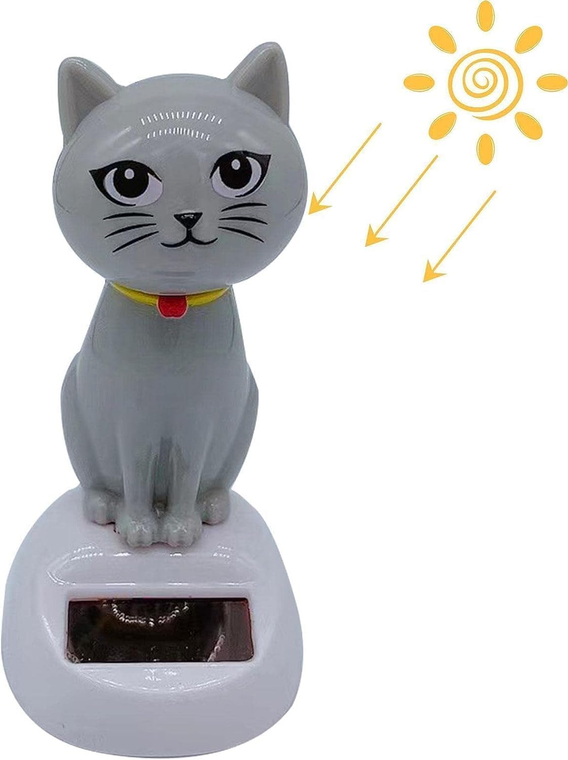 Gray Solar Powered Dancing Cat Doll Figure - Swinging 4 inches tall