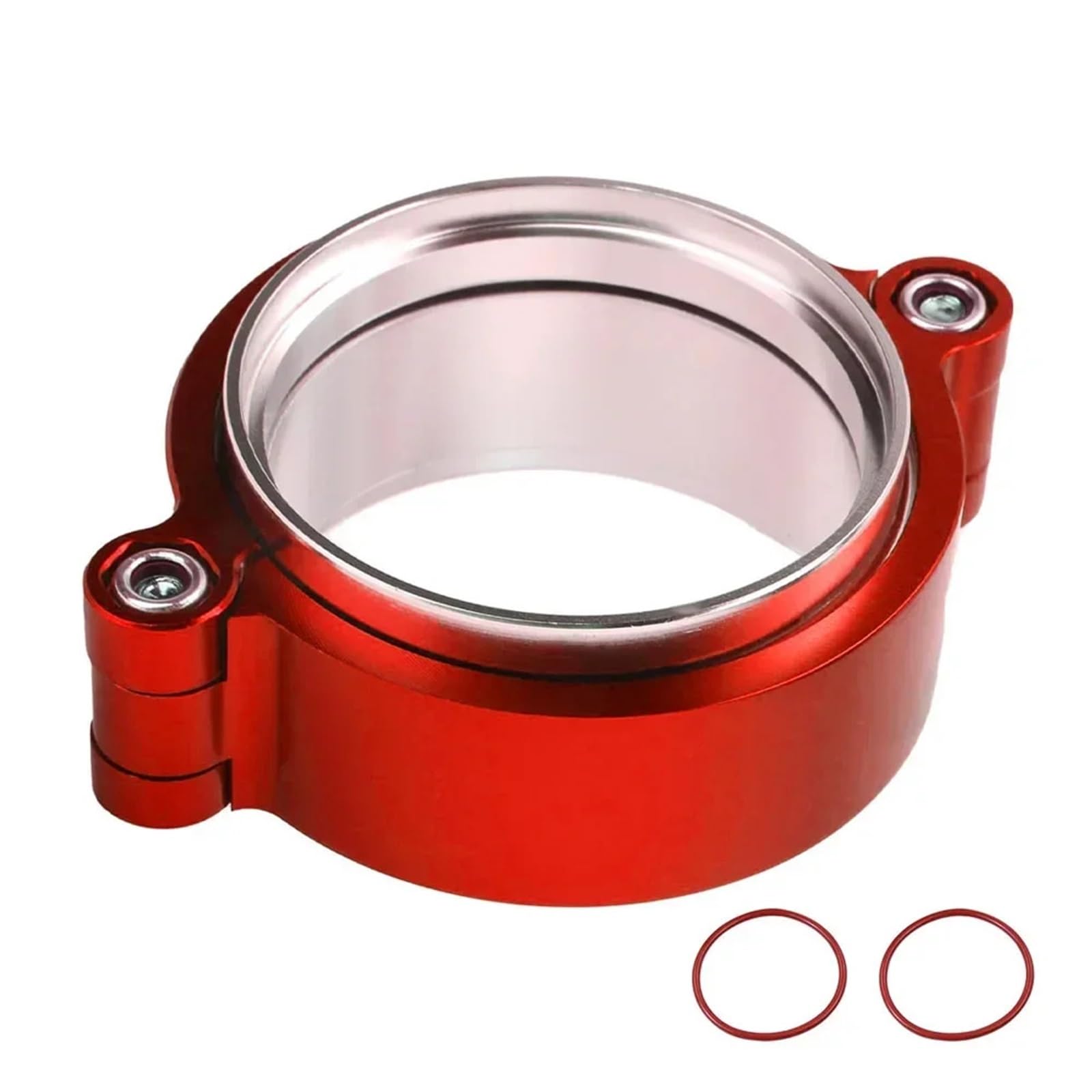Band Clamps 2"/2.5"/3"/3.5"/4" Aluminum Exhaust HD V-Band Clamp w Flange System Assembly Anodized w/Kit for Turbo Intake Pipe(3.5inch Red)