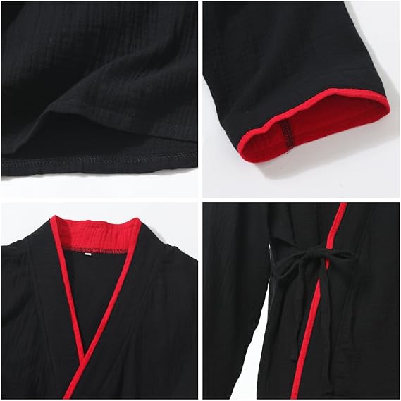 CAMDOM Japanese Style Two-Piece Suit Cotton Bathrobe for Men Kimono Pajamas Set Sleepwear For Couple