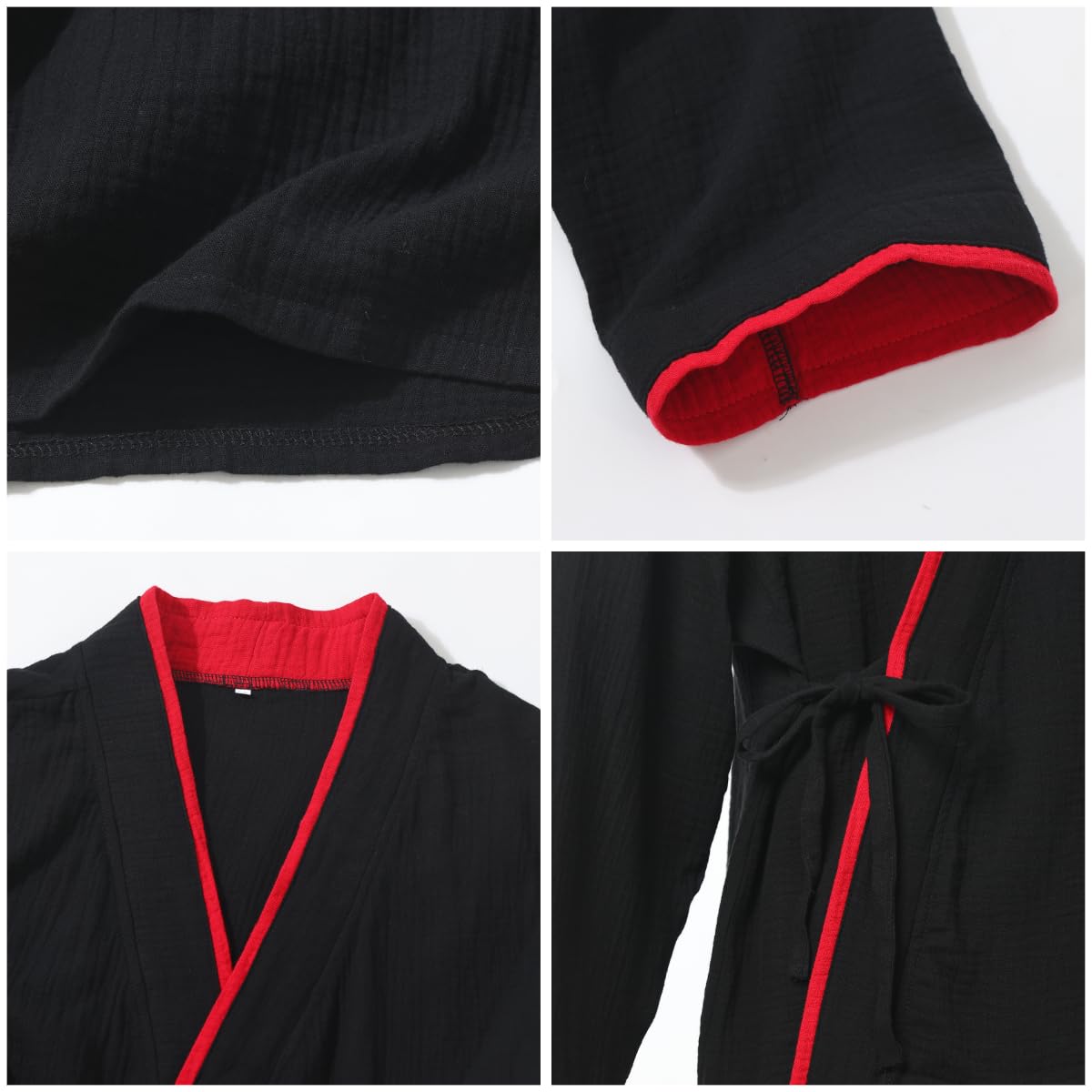 CAMDOM Traje de Bano de Algodon de Dos Piezas de Estilo Japones para Hombre Conjunto de Pijama Tipo Kimono para Parejas