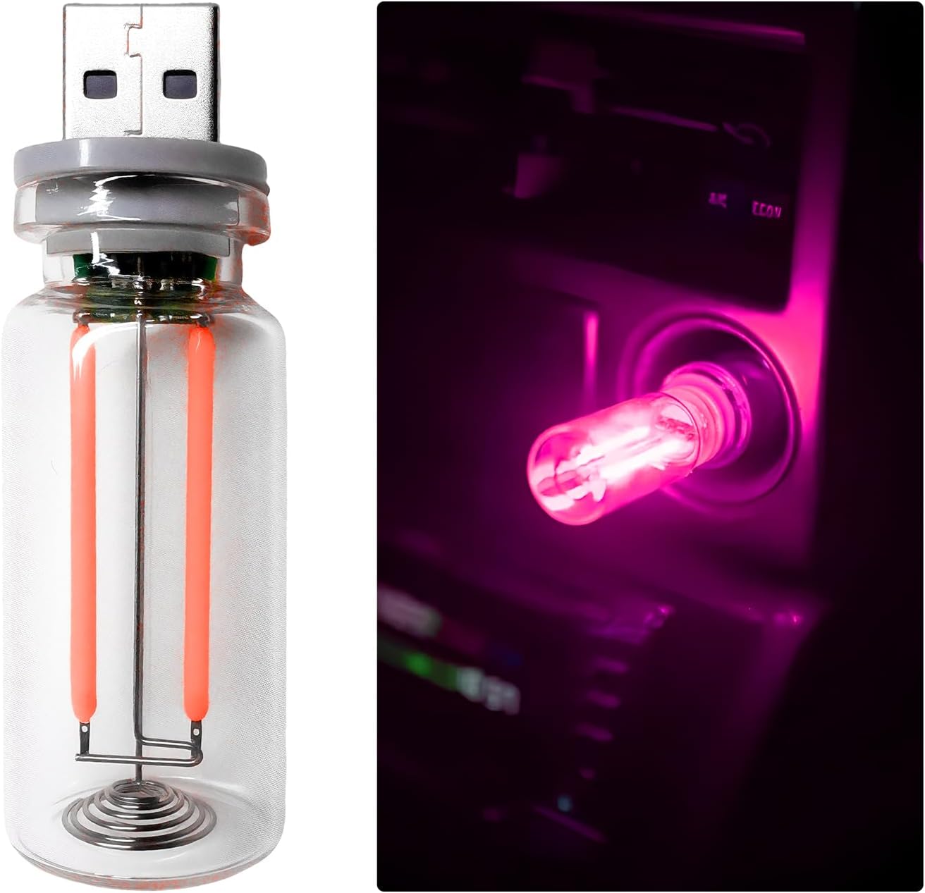 LED Car Interior Light, Touch Dimmable Ambient Lamp Mini Glass Bottle LED Bulb, Portable USB Interface Night Light Retro Style Decoration for Vehicles Bedrooms Desks (Pink)