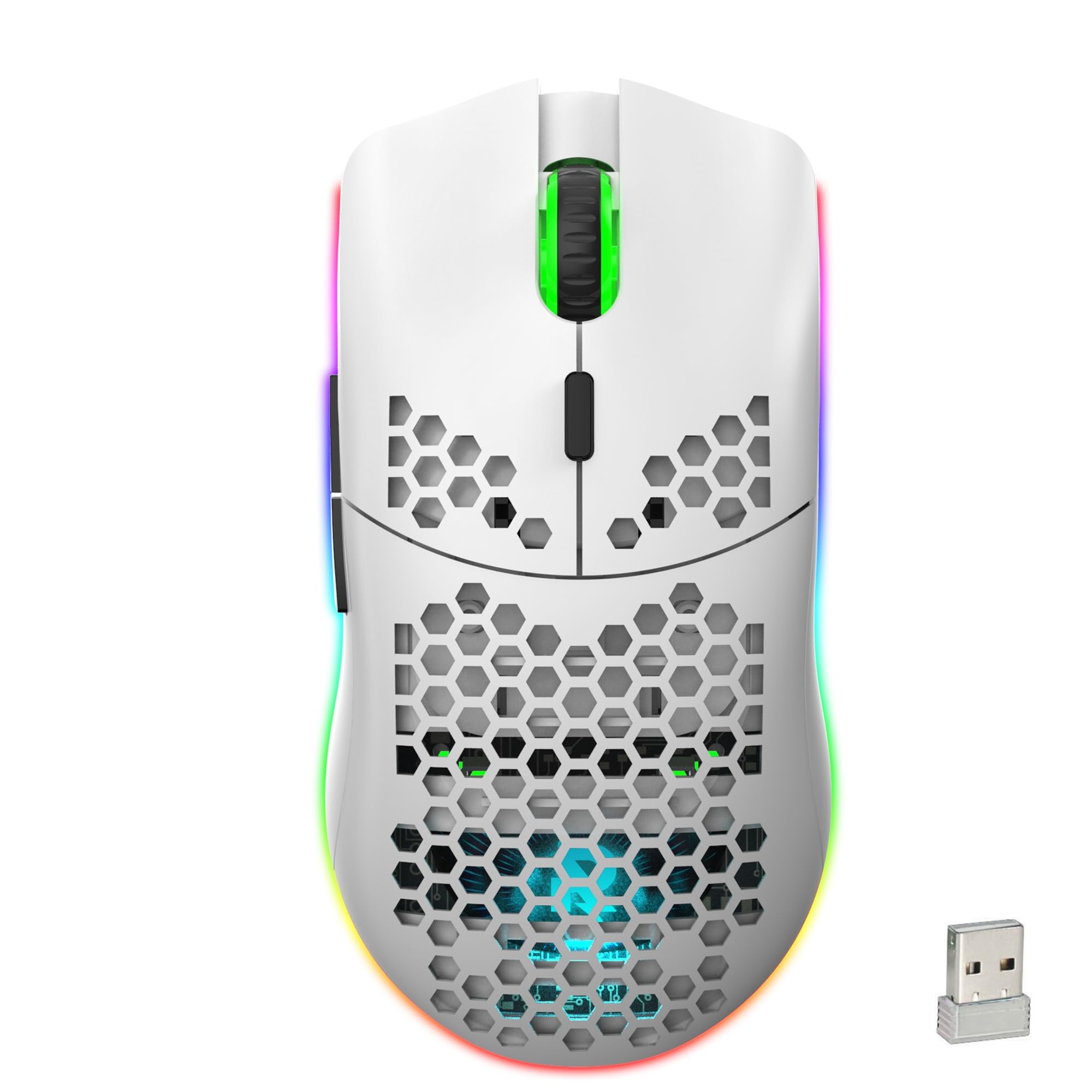 Wireless Gaming Mouse,Honeycomb Ultralight 6 Programmable 4 Speed Buttons Adjustable DPI Ergonomic Wireless Mouse RGB Backlight Optical Sensor Rechargeable Gaming Mice Mouse for Laptop,Computer,PC,MAC