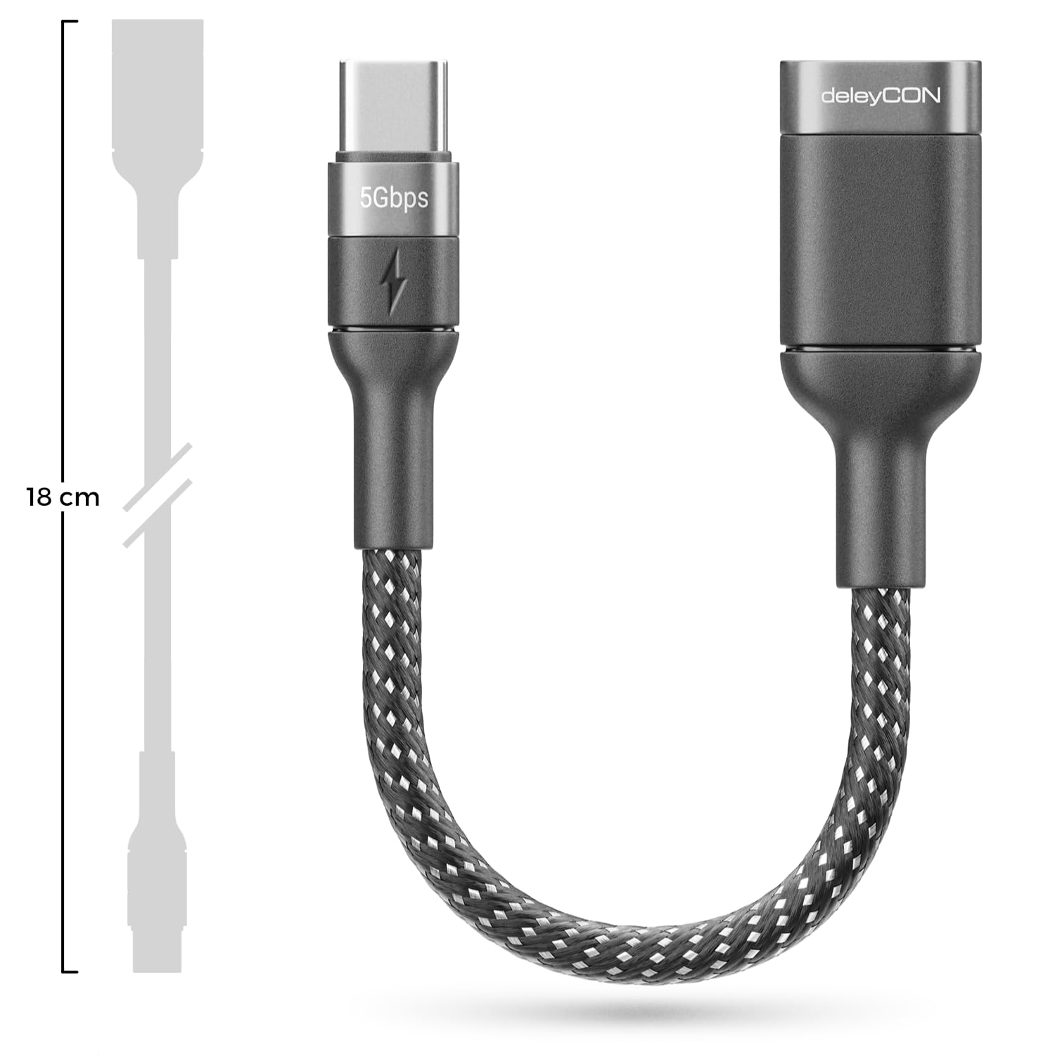 deleyCON 2x Adattatore USB C a USB 3.0 OTG Tipo-C Connettore a Presa A - Collegamento per iPhone 17/16/15, Galaxy S26/S25/S24, A56, A17, A16, A26, Xiaomi, Pixel, MacBook, iPad, Notebook ecc.