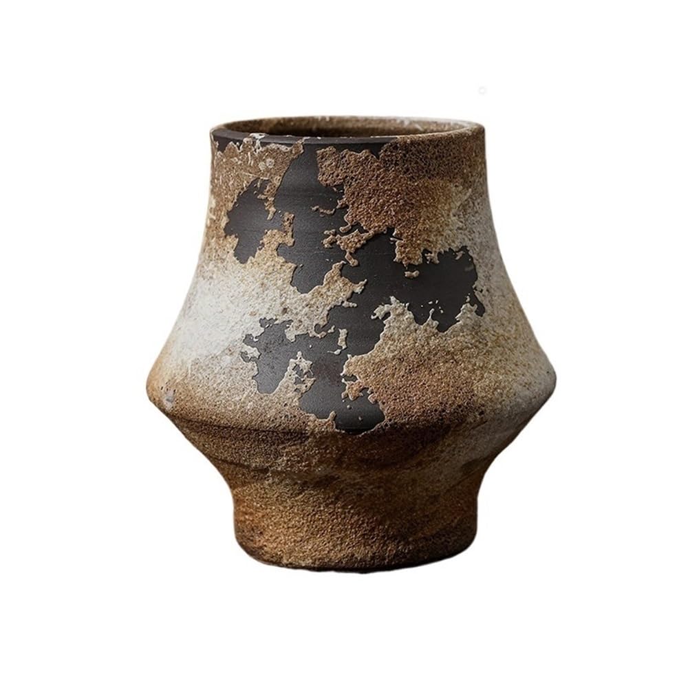 MNUvxzaewf Jingdezhen Chinese Style Retro Coarse Pottery Flower Vessels Large Caliber Antique(Bruin)