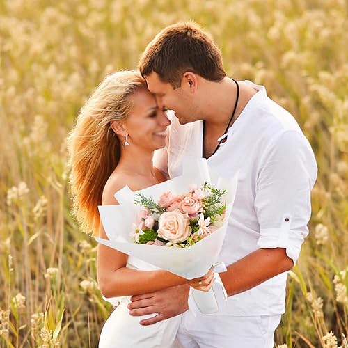 Miniatura 5 de BEISHIDA 20 piezas de papel de regalo floral blanco mate impermeable para suministros de floristería, manualidades, embalaje de regalo, boda, regalo