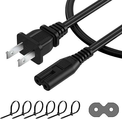 Cable de alimentación de CA de 10 pies (1 unidad), cable de alimentación de TV de 2 clavijas, cable de alimentación de repuesto para Xbox One S,