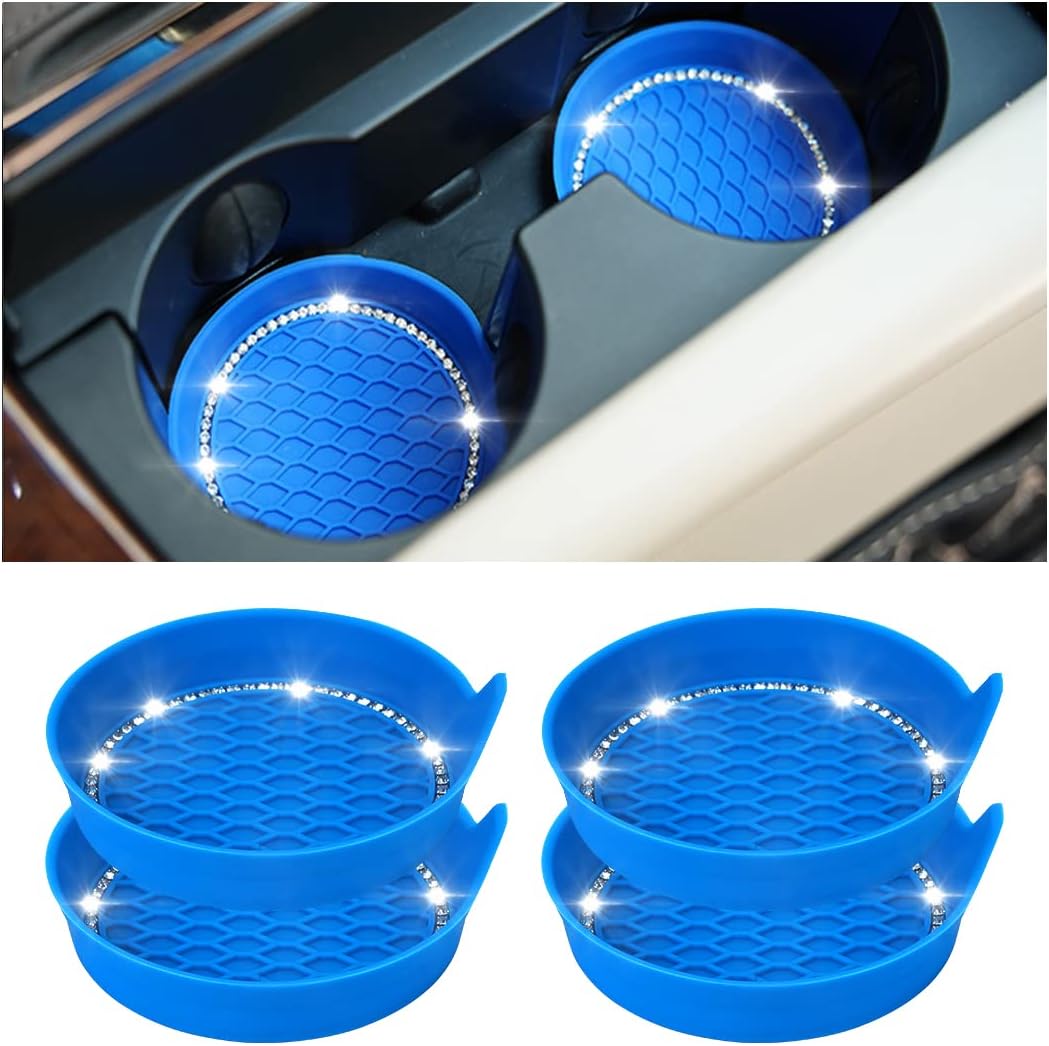 AUCELI 2 Pack Car Cup Holder Coasters, 2.75In Bling Glitter