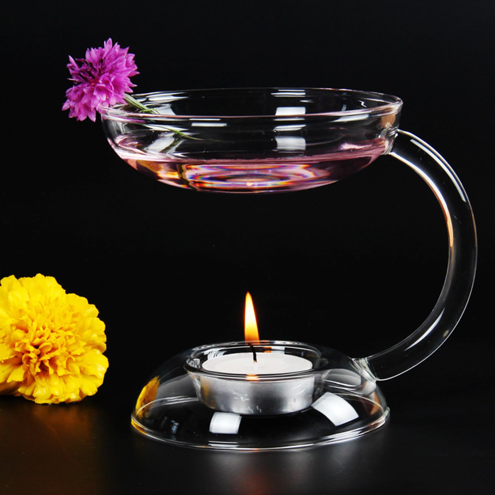 Veemoon Candelabro de Cristal Portavelas Adecuado para Tealight y Aceite Esencial, Lámpara de Aromaterapia para Vela Aromática Adecuado para Bodas y Bares