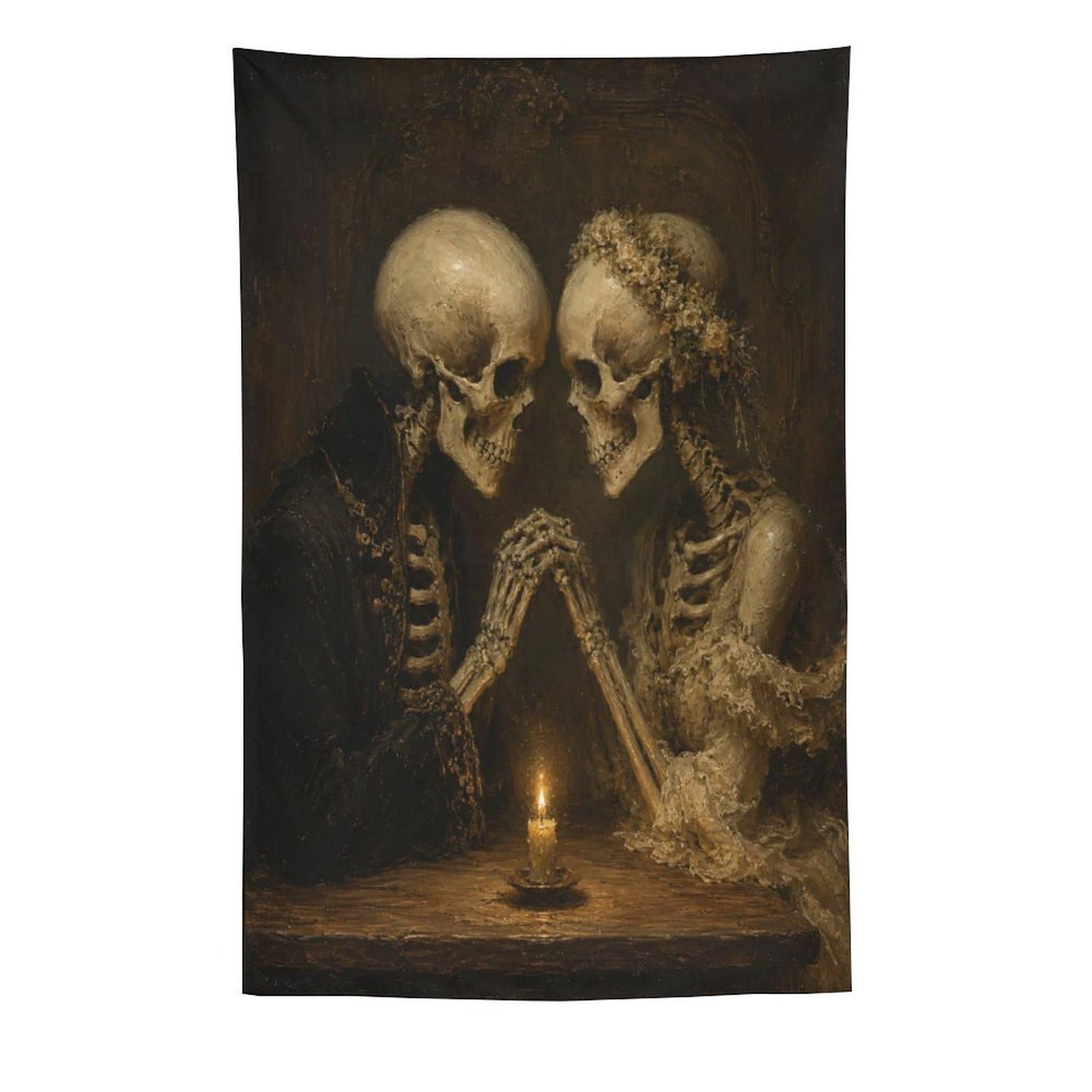 H3B8U2Y5 Skeleton Couple Candlelight Wall Tapestry, Gothic Love