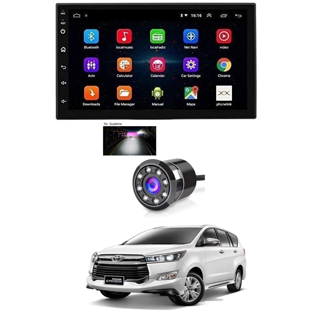 7Inch Android Double Din Screen and Camera for Innova Universal for All Models