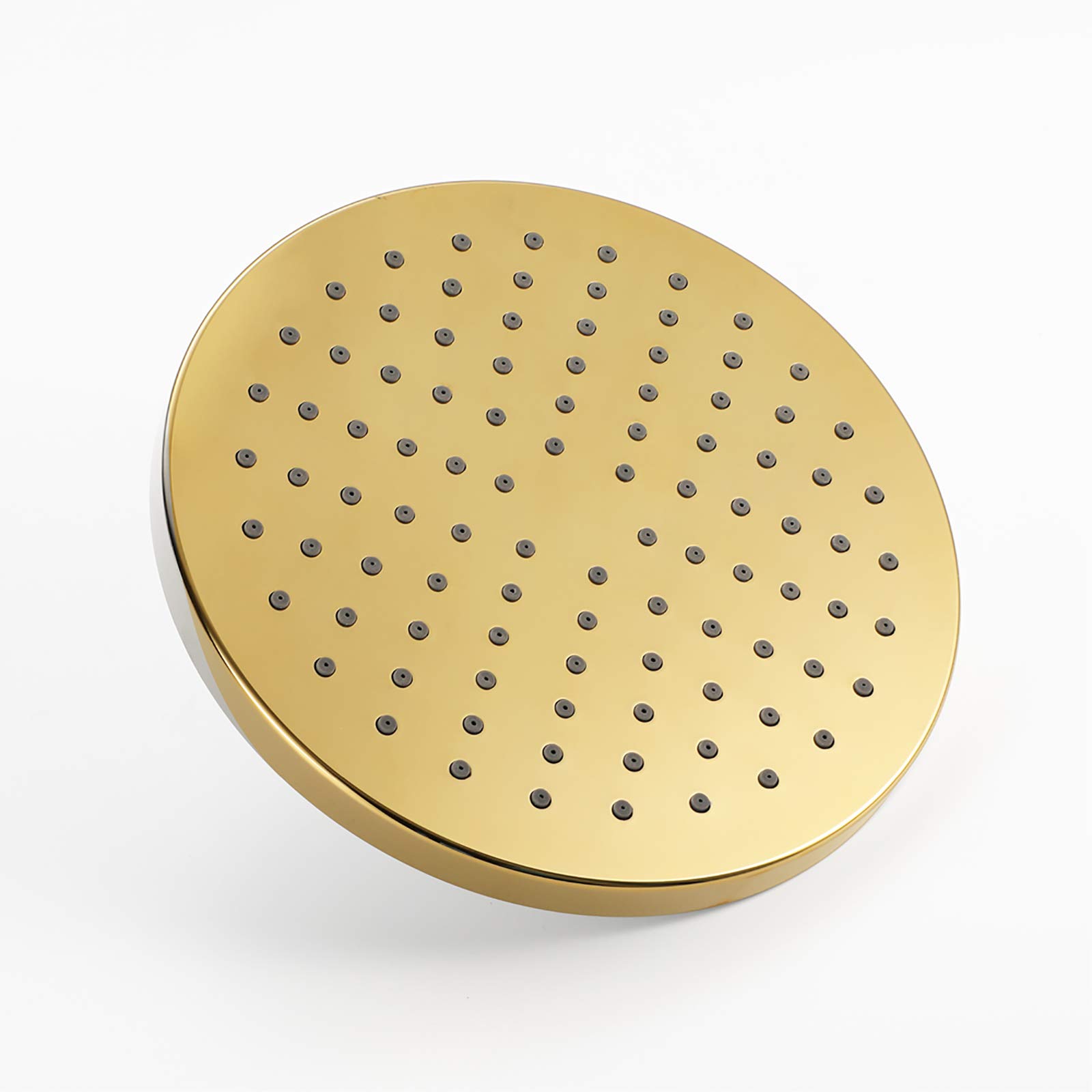 Soffione Doccia a Pioggia Soffioni Doccia Rotondi Dorati Soffione Doccia a Pioggia Grande in ABS Soffione Doccia Fisso ad Alta Pressione, Filettatura Universale G1/2", Oro Titanio