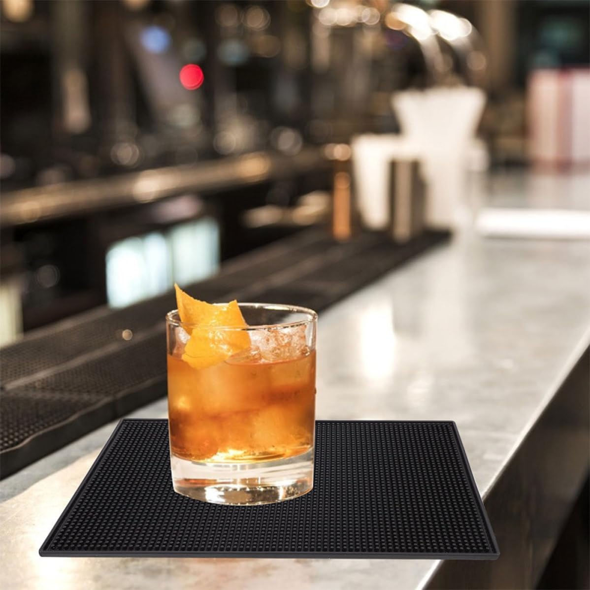 2 Pezzi Tappetino per Postazione Caffè, Tappetino Asciuga Piatti in Silicone Nero Antiscivolo e Antiruggine, per Bar e Bancone, Stile Semplice ed Elegante