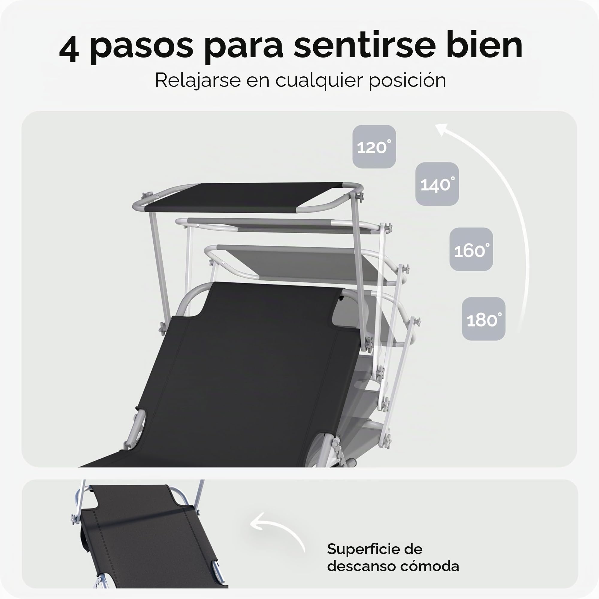 CASARIA® 2X Tumbonas de Jardín Playa Relajación Parasol Plegable 195x60x30cm hasta 150Kg Acero Piscina