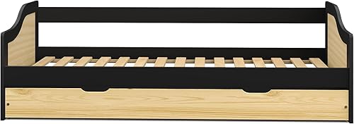 Miniatura 8 de Urban Home Furniture Stella - Sofá cama de madera de pino con panel curvado con nido, cama de día tamaño individual con nido extraíble y soporte de