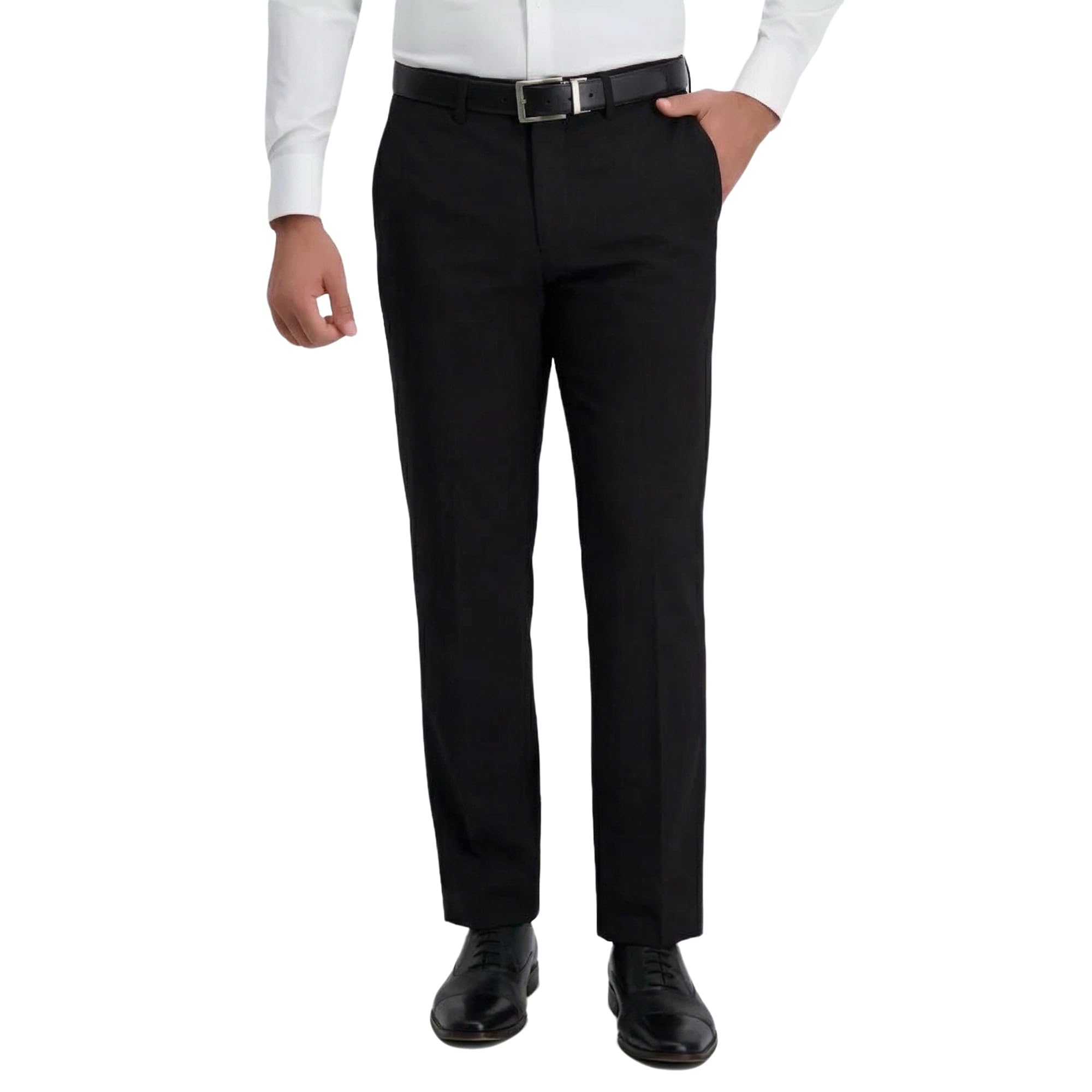 Mens 4-Way Stretch Straight Fit Dress Pants with Expandable Waistband Flat Front No Iron Golf Pants