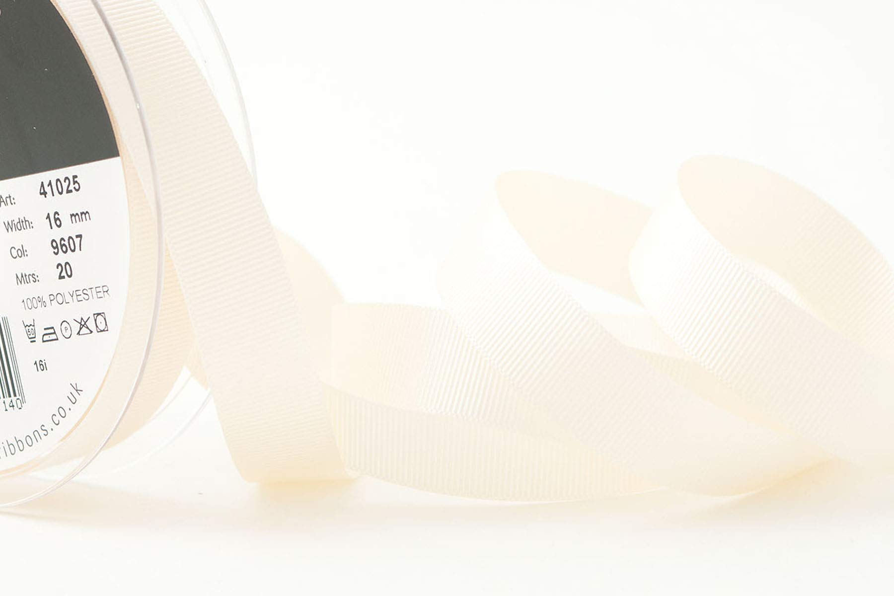 Berisfords Grosgrain Ribbon, Ivory, 16 mm, 16mm - Image 2