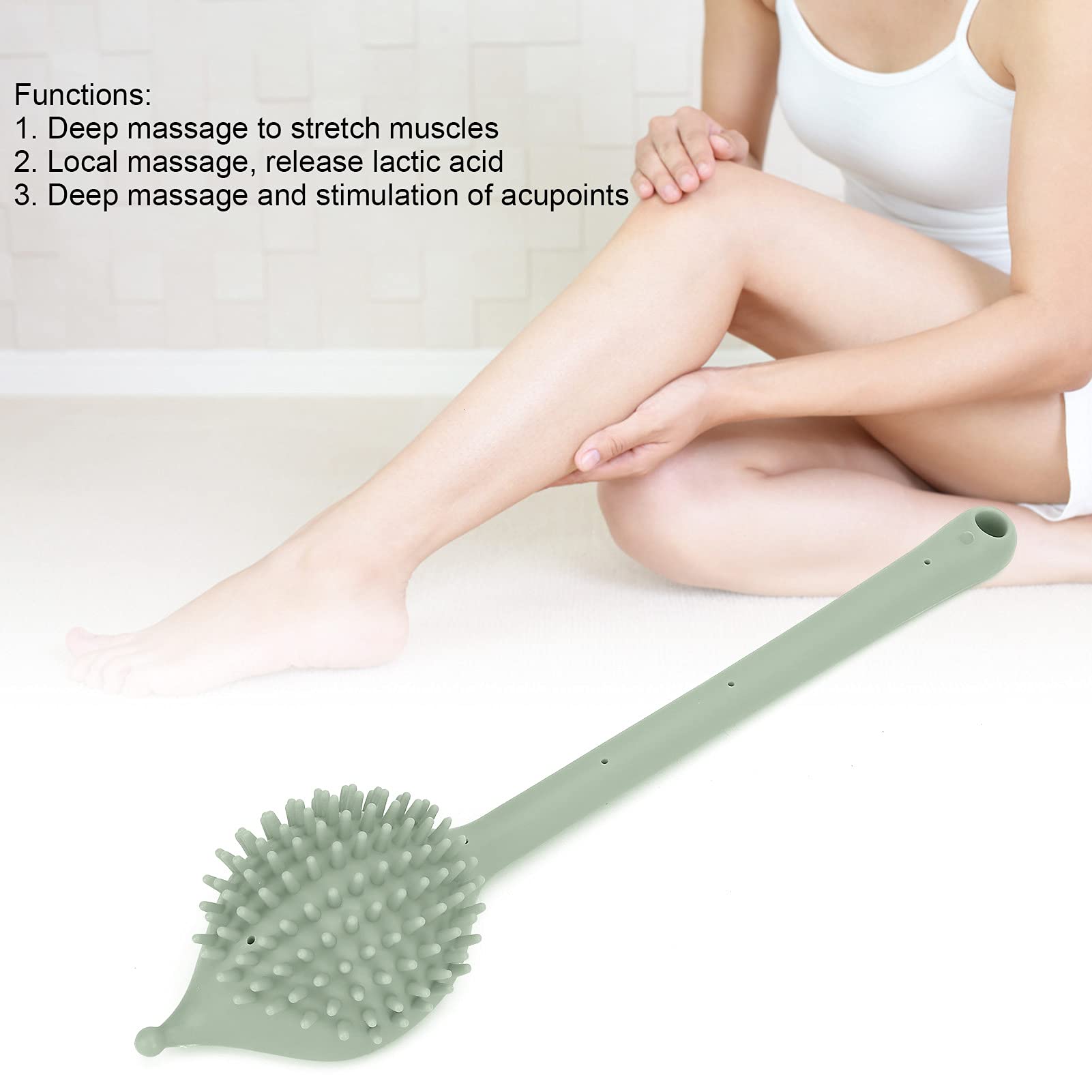 Generic Meridians Pat Massager Ergonomiczne Narzędzie do Masażu Silikonowego do Stymulacji Tkanek Głębokich, Tłuszczu na Ramionach i Mięśni Nóg, 12,2 X 3,1 Cala (Zielony jeż uderza młotkiem)