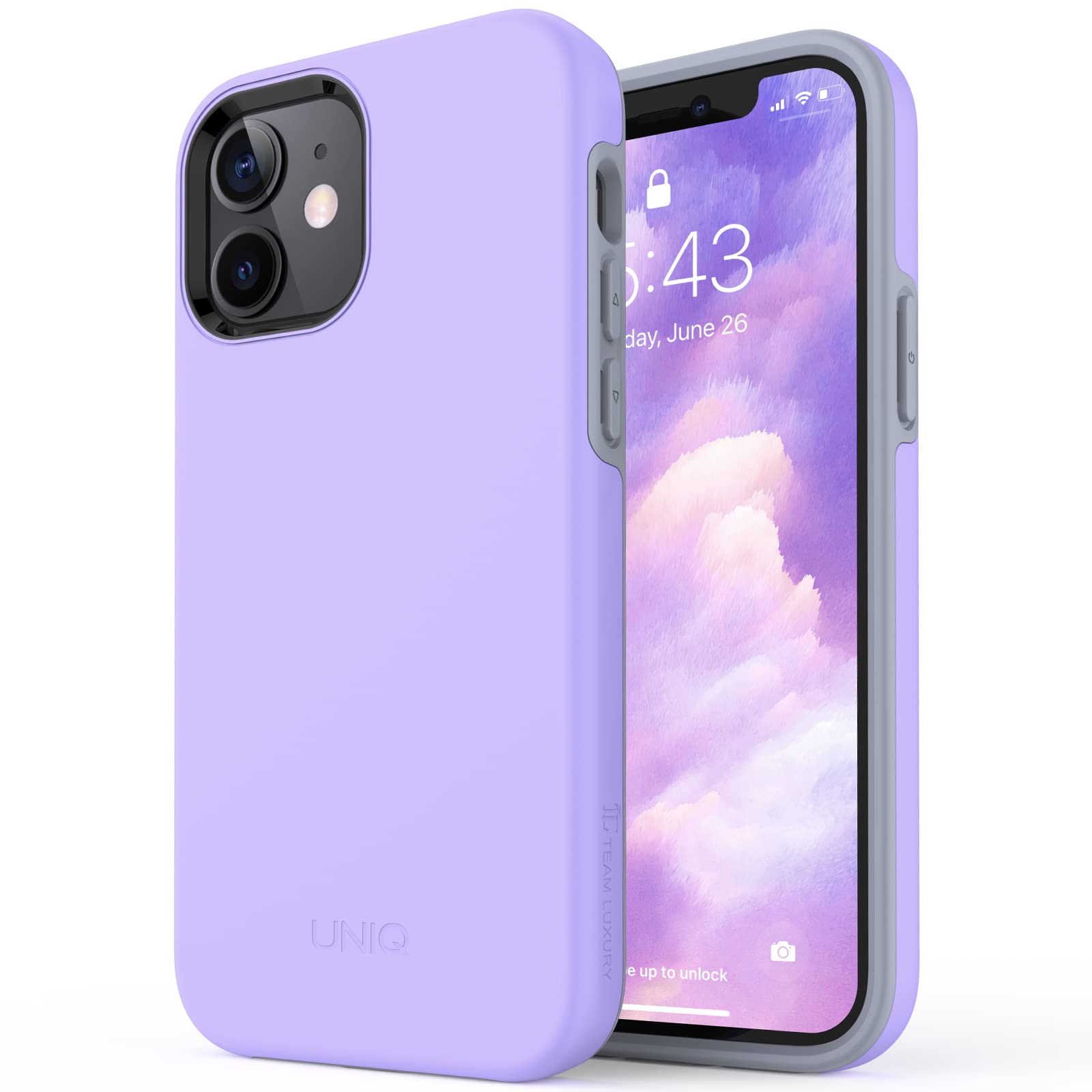 TEAM LUXURY Shockproof for iPhone 12 Case for iPhone 12 Pro Case [UNIQ Series] Rugged Anti-Scratch Protective Case Designed for iPhone 12/12 Pro Phone Cases 6.1 Inch, (Lavender Purple)