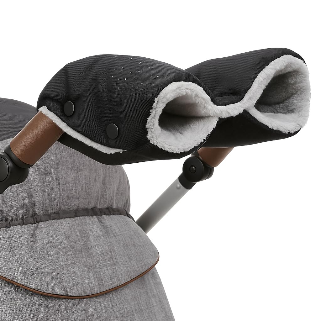 Croc n Frog Pushchair Handmuffs – Waterproof Windproof Stroller Gloves – Anti-Freeze Thermal Mittens with Soft Premium Fleece Lining – Universal Fit for Pram Stroller Buggy – Glacier Grey
