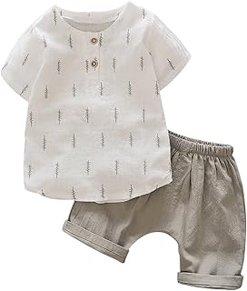 Tidecc Baby,Clothing,Baby Boys 0-24m,Outfits & Clothing Sets Baby Boys Kid's Clothes Set Short Sleeve Cotton Linen T-Shirt Tops and Shorts Pants Outfit Clothes Set 0-4 Years