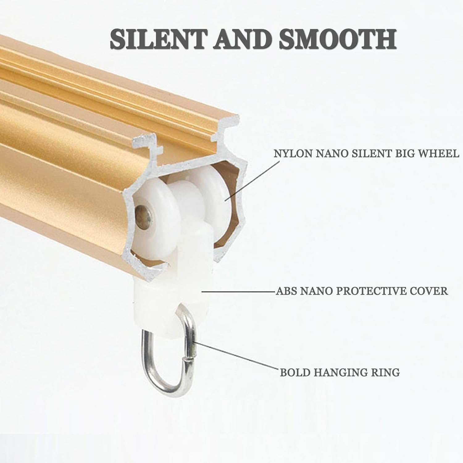 天井のカーテンレール、 アルミ製カーテンレール 天井/壁取り付け マルチカラー シングル/ダブル 複数サイズ(Champagne,S
