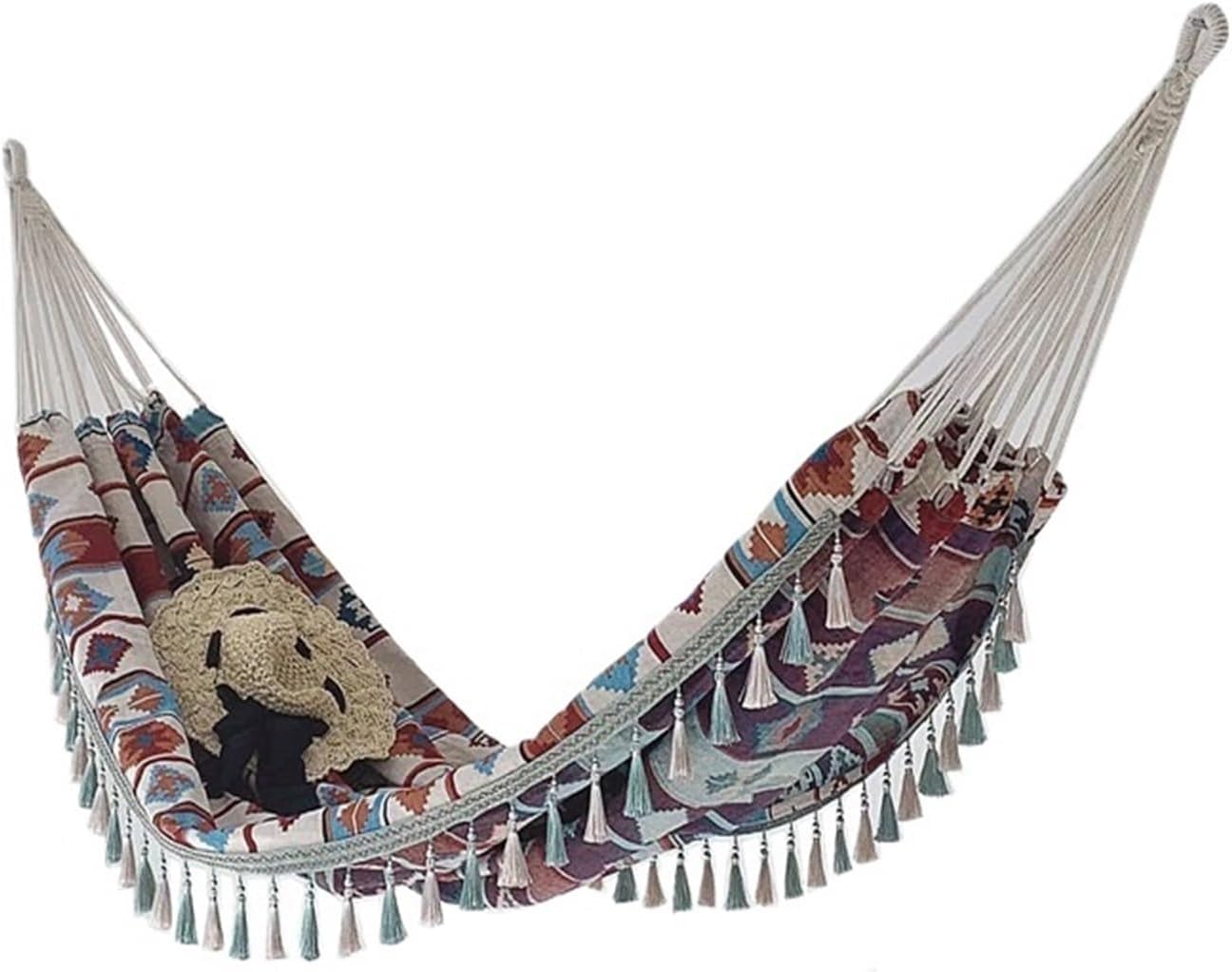 Hammock Geometric Jacquard, Extra-Wide Canvas，Compatible For Camping & Patio, Vintage Outdoor Swing(701)
