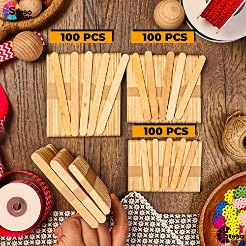 Popsicle Stick 300Pcs Premium Quality - Jumbo Sticks Popsicle Bulk - Craft Supplies - Mixed Sizes Assorted Multi Mini Large Wood Stick Strips Wax - Craft For Kids… #TOP3