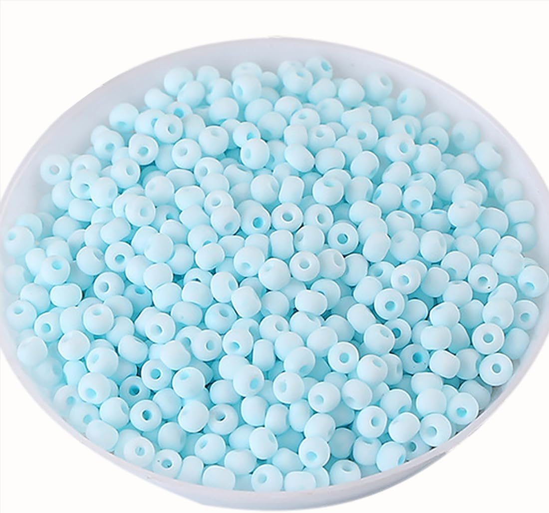 13000Pcs Seed Beads for Jewellery Making, 2mm Small Glass Beads for Bracelet Making, 12/0 Sky Blue Beads Matte Frosted Beads Tiny Beads for DIY Necklace Rings Earrings and Crafts