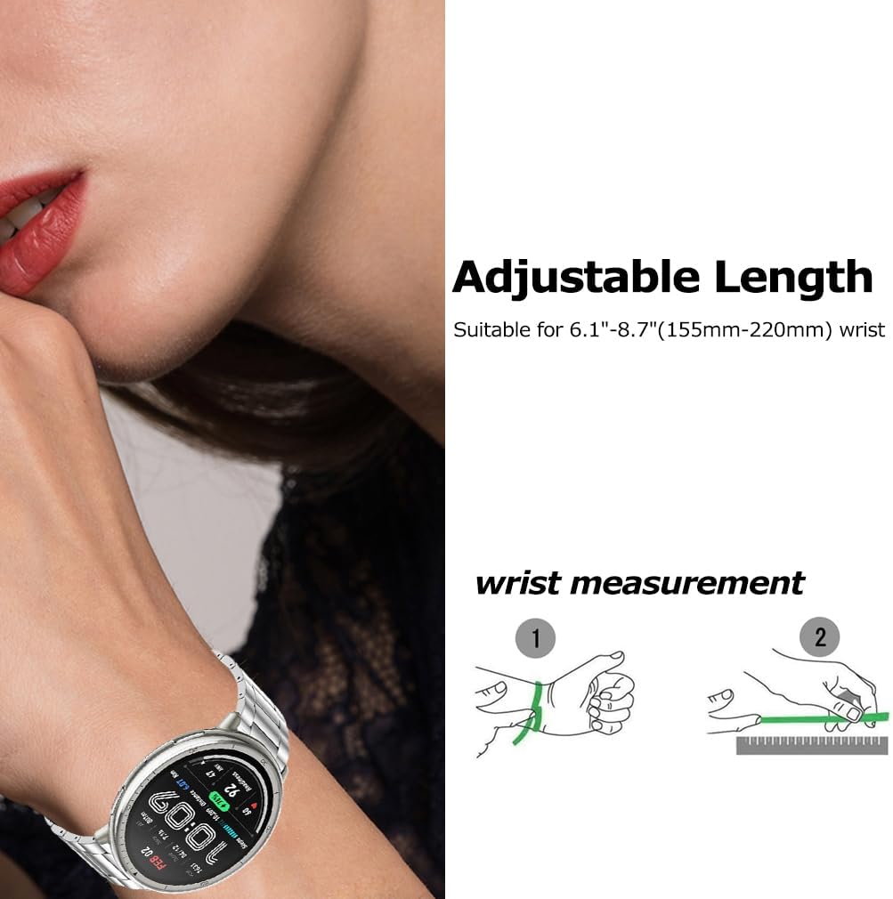 Titanium Watch Band Compatible for Amazfit Active 3 Premium/Active 2 Square/Active 2, Quick Release Beads Link Watch Strap for Active 3 Premium, Tool-Free Adjustable Length