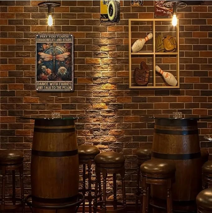 Miniatura 2 de Letreros de metal vintage retro con texto en inglés May You Touch Dragonflies and Stars Dance With Fairies And Talk To The Moon, letrero de metal