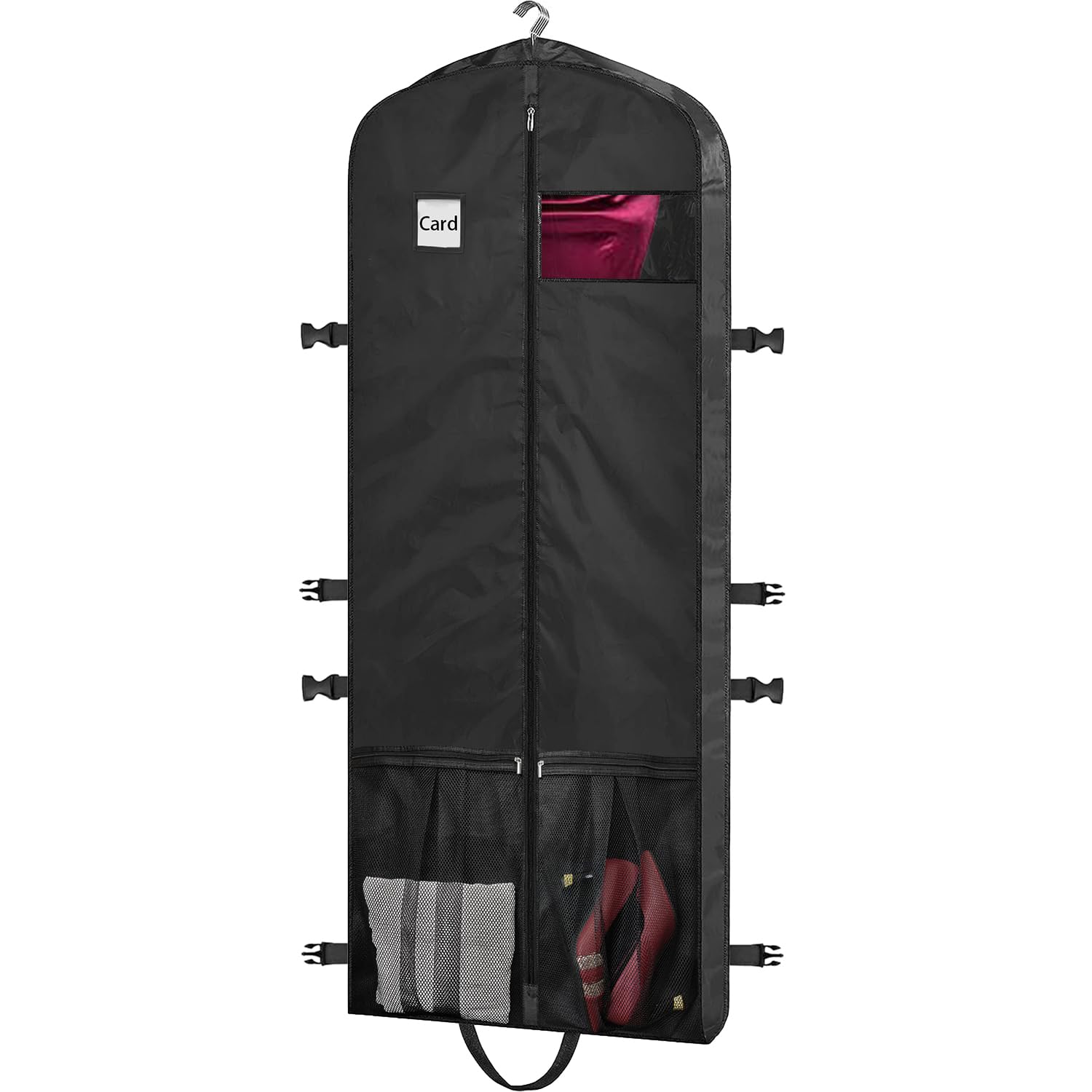 Dress Bags for Gowns Long, 65" Dress Garment Bags for Travel, Formal Dress Garment Bag for Hanging Clothes Closet Storage with Pockets and Buckles, Foldable Dress Cover for Fur Coat