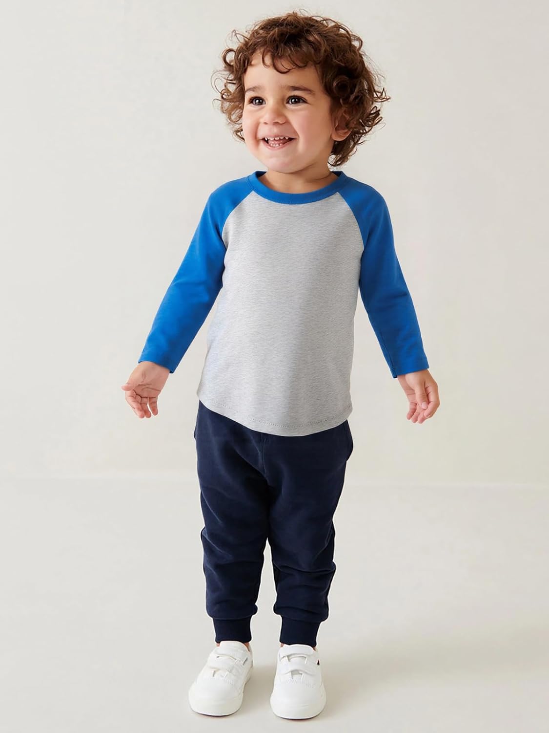 Toddler Boys Long Sleeve T-Shirts Kids Basic Crewneck Cotton Tee Shirts - Image 4