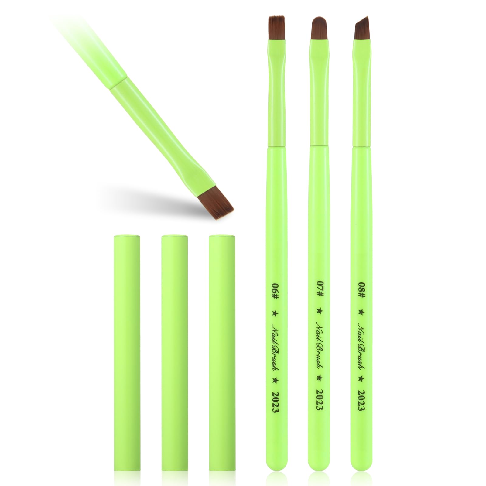INENK 3PCS Nail Clean Up Brushes for OPI Nail Polish Remover, Brushes for Cleaning Polish Mistakes on the Cuticles, Acetone Resistant Nail Brush for Nail Art and Designs?Fluorescent Green ?