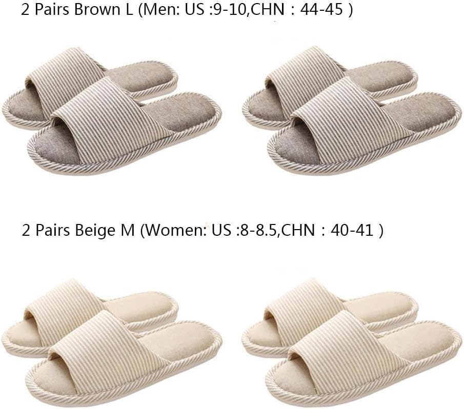 4 Pairs Spa Slippers - Non Slip Disposable Slippers for Guests, Men & Women - Washable & Travel Friendly