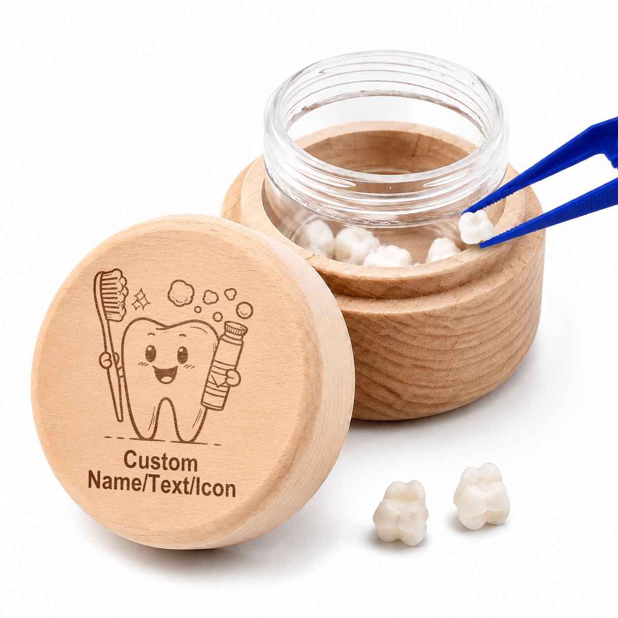 UGU Personalised Wooden Tooth Fairy Box, Custom Baby Teeth Keepsake, Classic Tooth Fairy Themed Souvenir Box for Boys and Girls (Tooth Fairy Box01)