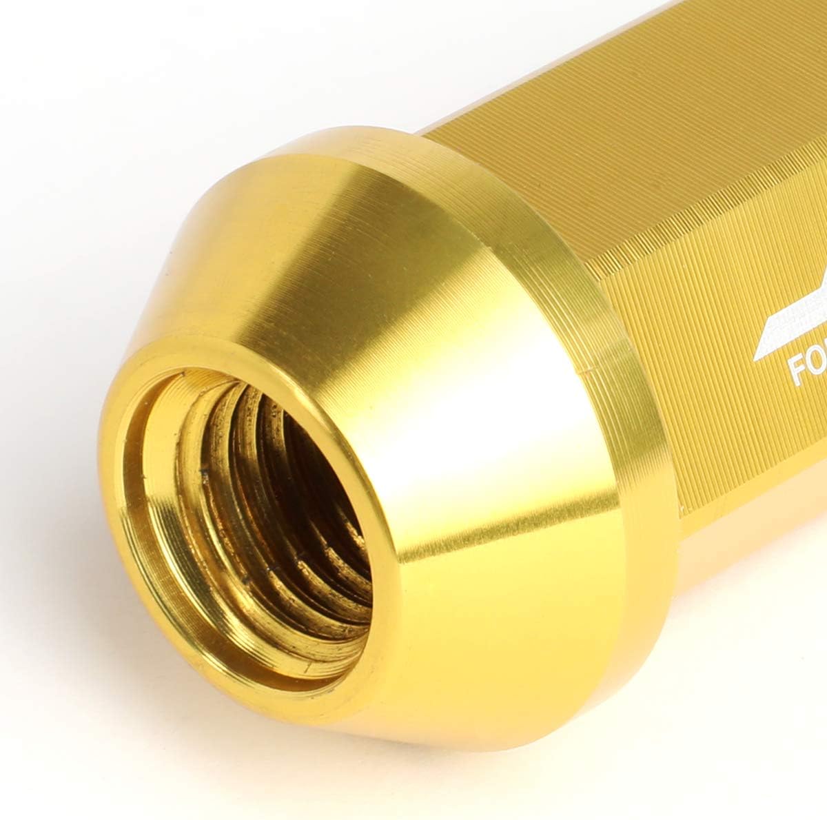 Auto Dynasty J2 Engineering 7075-T6 Compatible withged Aluminum M12 x 1.5 75mm 20Pcs Spiky Cap Lug Nut + Adapter (Gold)