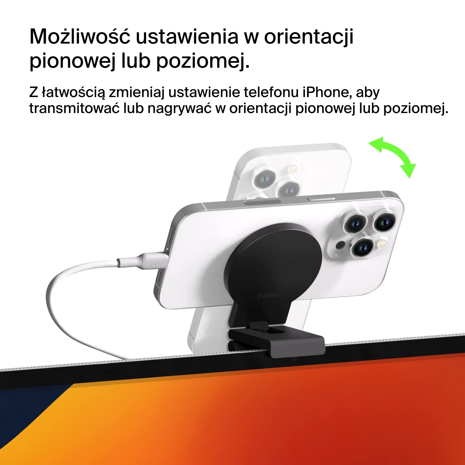 Belkin iPhone MagSafe Continuity Camera Mount for Mac Desktops & Displays, Compatible with iMac 2017 & Later, iMac Pro 2017, Studio Display, Pro Display XDR, iPhone Series