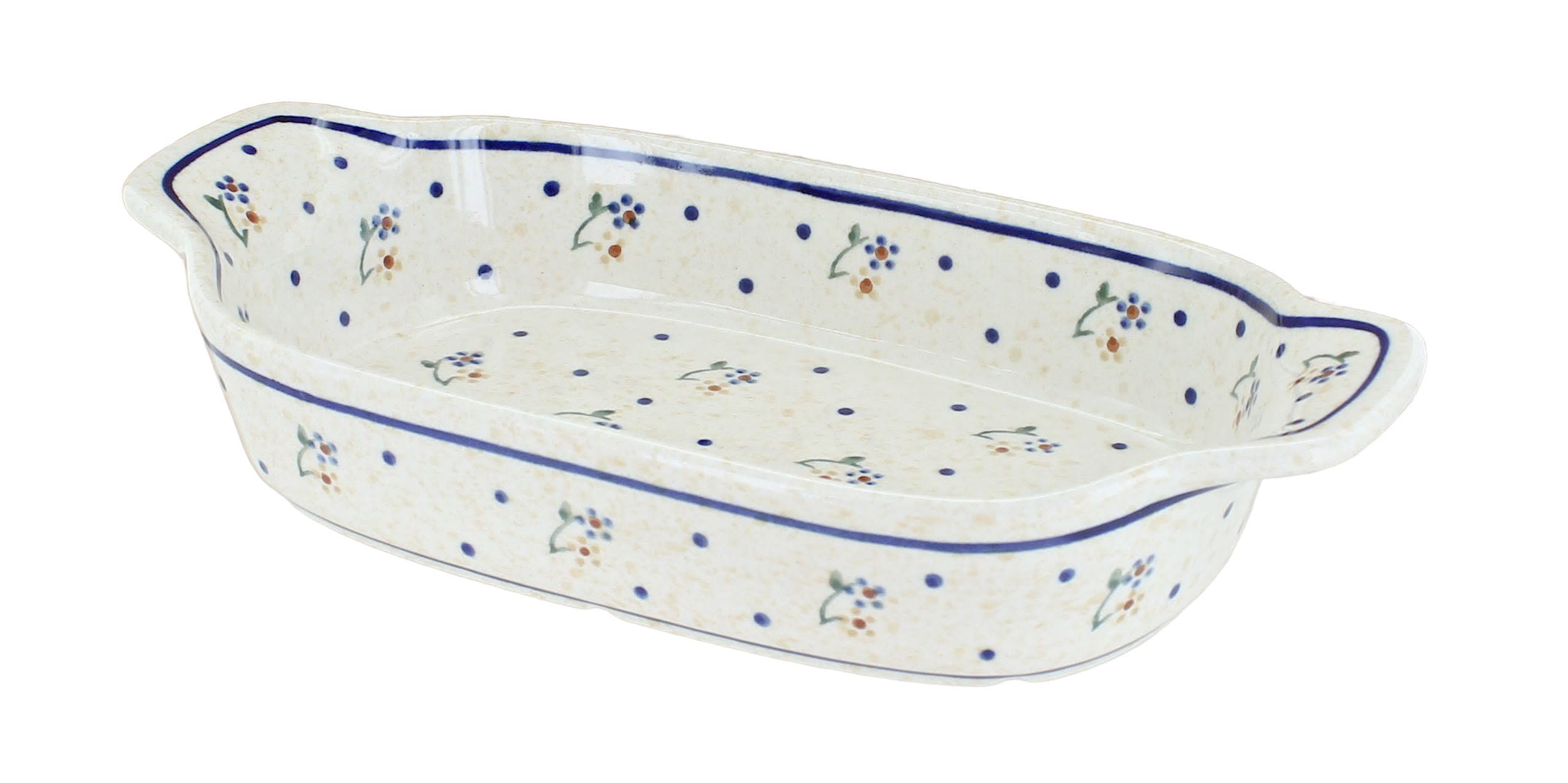 Blue Rose Polish Pottery Country Meadow Rectangular Serving Dish