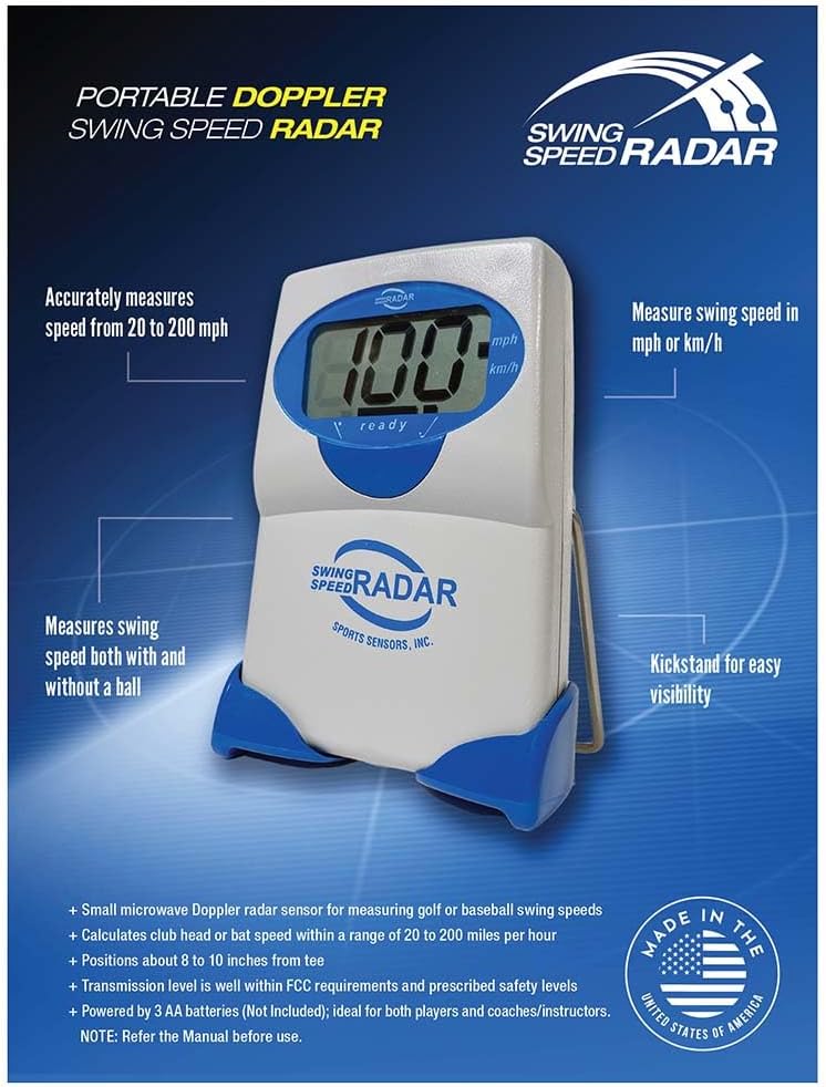 - swing speed radar - Golf Training Tool - Accurate Club Speed Measurement 20-200 MPH - Portable Doppler Radar for Distance & Consistency Training - US Made