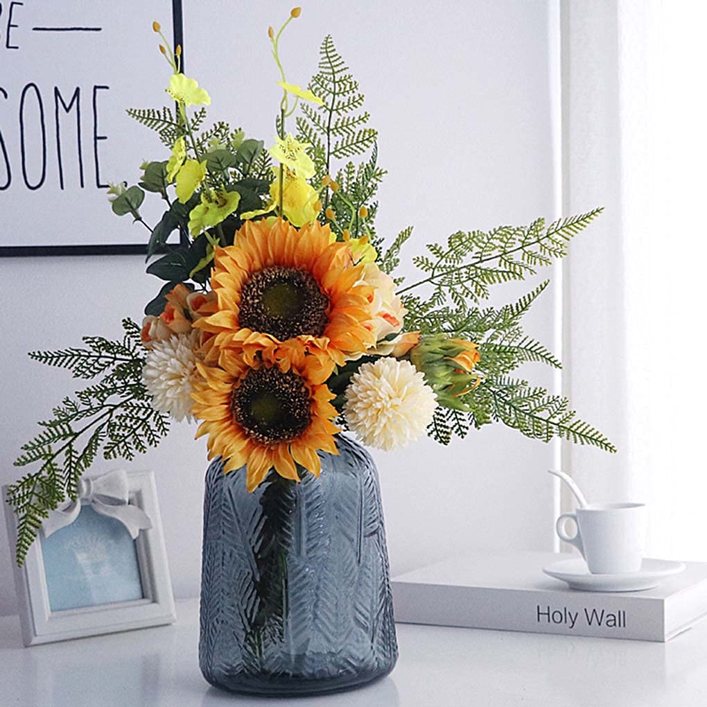 Amazon｜ひまわり フラワーアレンジメント 造花 リアル 花瓶付き