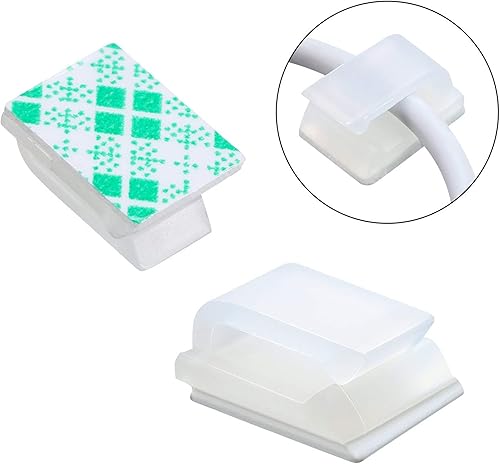 Miniatura 6 de Hicarer 100 clips de luz de Navidad, ganchos adhesivos para cables de cuerda al aire libre, clips de alambre adhesivos para organizar cables para la