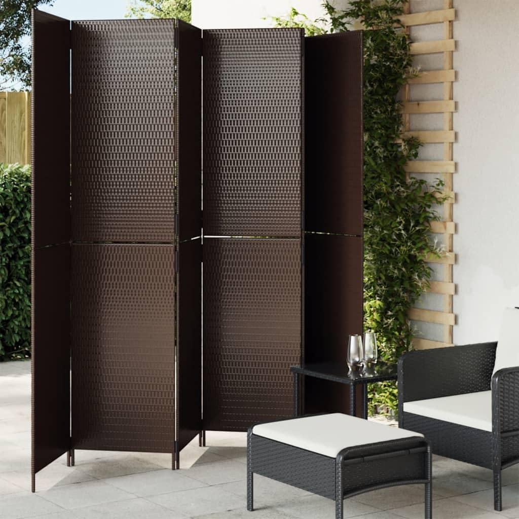 Cloison de séparation 6 panneaux en résine tressée marron de style Solivagant pour intérieur
