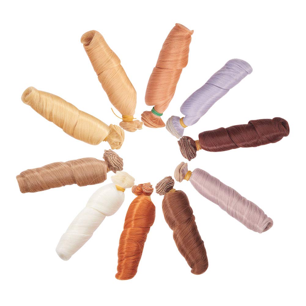 WANDIC Parrucca in 10 Colori da 10 Pezzi, Parrucca arrotolata ad Alta Temperatura per Hobby creativi, per creazione di Bambole, Costumi da Donna