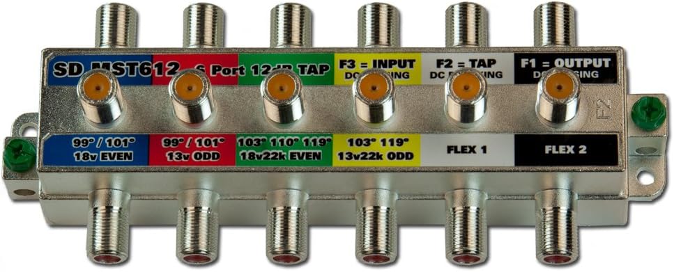 SD MST612, 12 dB, 6-Port, Vertical Tap (Directional Coupler), 2-2400 MHz, Power Pass Out to in, DC Block @ Tap