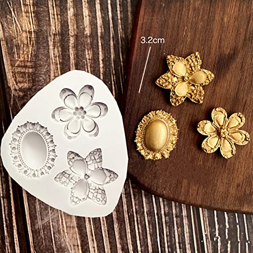 image for JeVenis Vintage Frame Cupcake Fondant Mold Baroque Style Fondant Silic