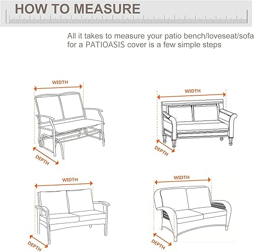 Miniatura 2 de Funda para Sofá de Dos Plazas de Patio Impermeable para Sofá Profundo de Exterior de 3 Plazas 79 pulgadas x 37 pulgadas x 35 pulgadas (L x A x Al)