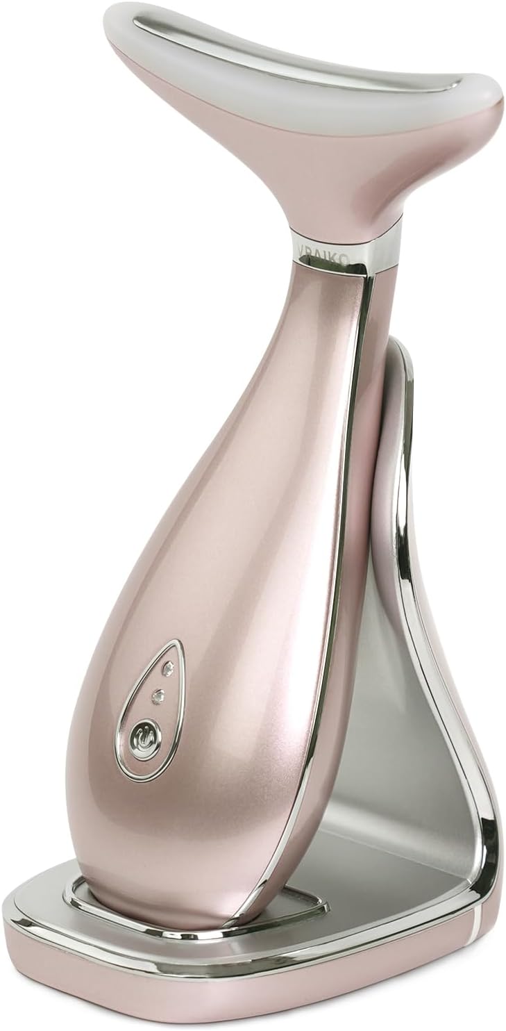 Lily Neck Face Massager, Skin Rejuvenation Beauty Massager, 3-in-1 at-Home Facial Spa Tool, Lifting, Toning and Tightening for a Radiant Appearance (Rose Gold)