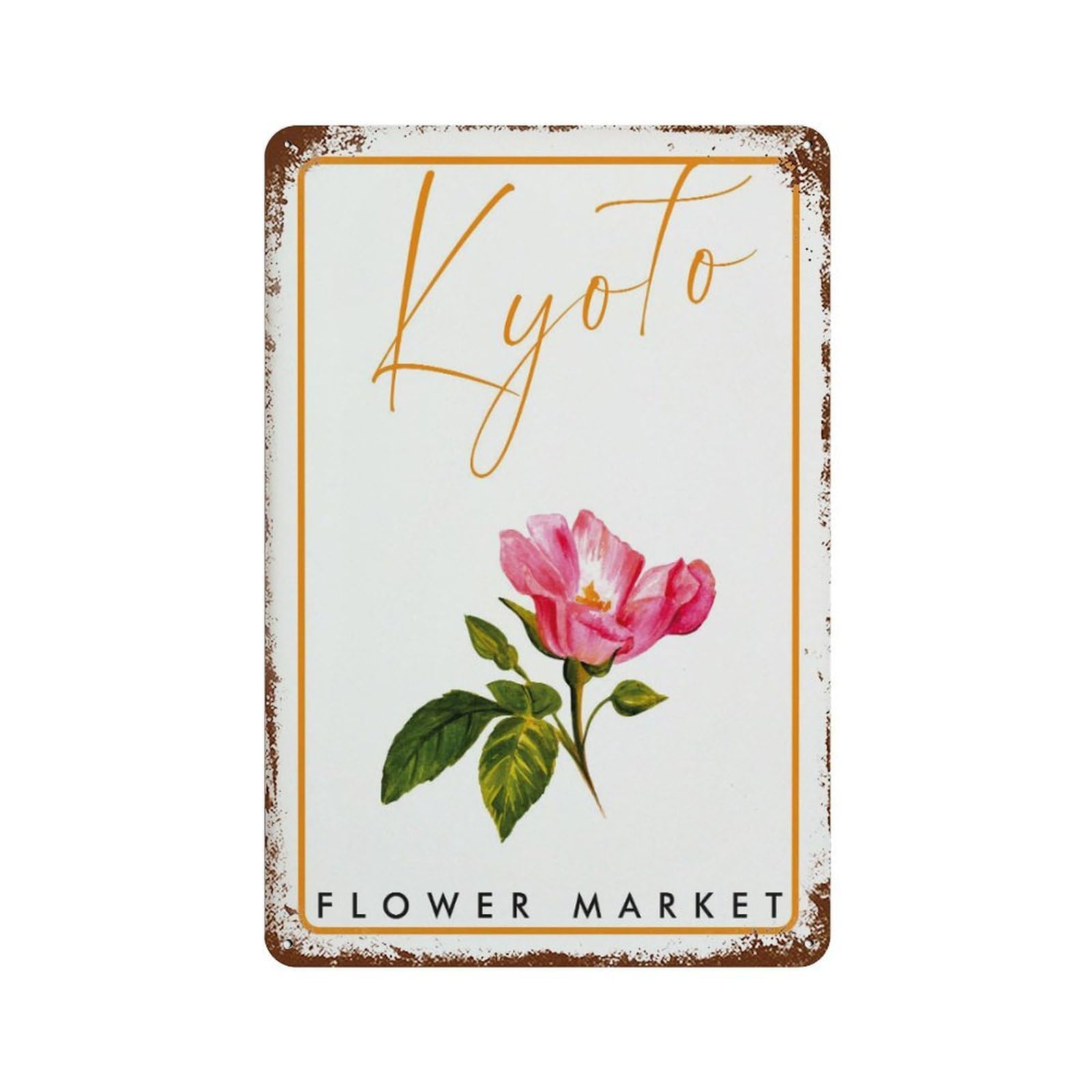 xiaoxiaoshen Kyoto Flower Market Botanical Wall Decor Art Metal Tin Poster Modern Home Decor Art Home Bar Shop Decorations Vintage Sign 30x20cm