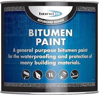 Bond-It Bitumen Paint - 1 litre - Solvent-bourne bituminous black paint for waterproofing & weatherproofing steelwork, concrete, wood, asphalt & portable water tanks