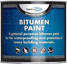 Bond It Bitumen Paint - 1 litre - Solvent-bourne bituminous black paint for waterproofing & weatherproofing steelwork, concrete, wood, asphalt & portable water tanks